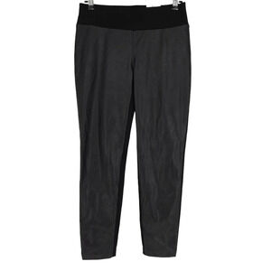 INC Faux Leather Curvy Skinny Leggings Black Mid Rise Pull On Pants Petite 6P
